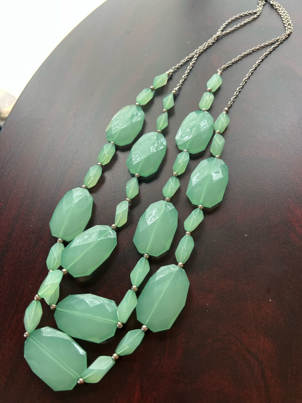 Multi-Strand Mint Green Statement Necklace